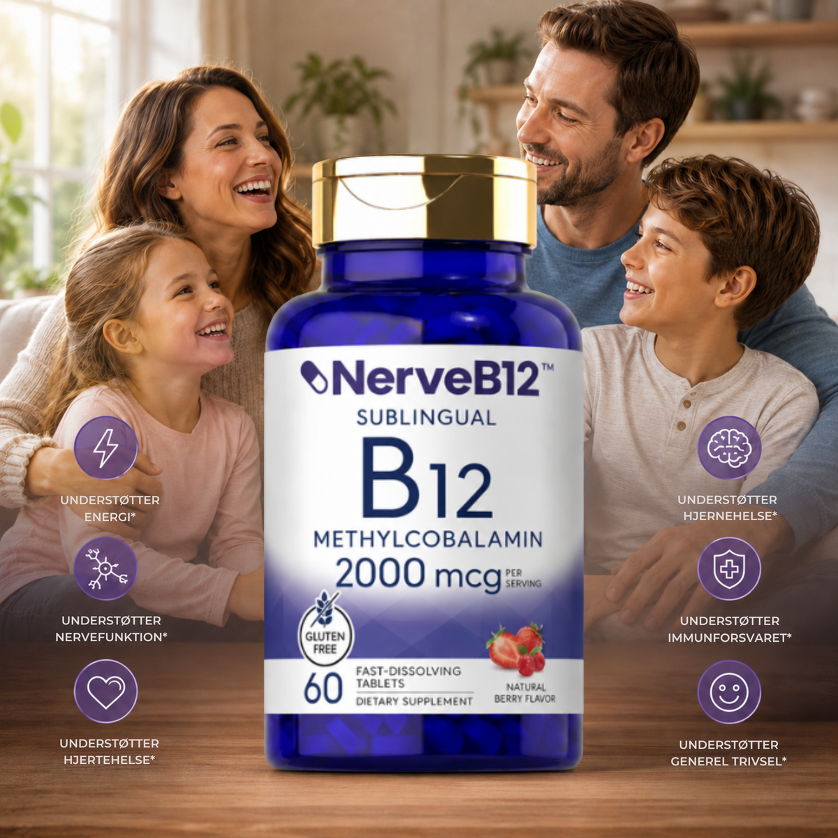 NerveB12™ -  Det eneste B12-tilskud, der helt går uden om tarmene – det smelter under tungen og optages direkte i blodbanen.