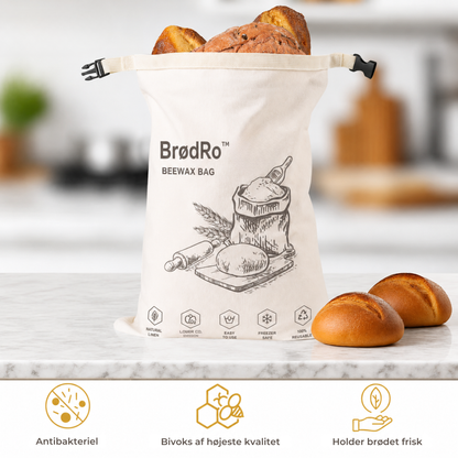 BrødRo™ - Økologisk bivoks-brødpose – 100 % bomuld