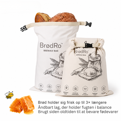 BrødRo™ - Økologisk bivoks-brødpose – 100 % bomuld