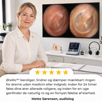 ØreRo™ - Tinnitusspray | Beroliger, lindrer og dæmper øresusen med op til 98 % på 24 timer!