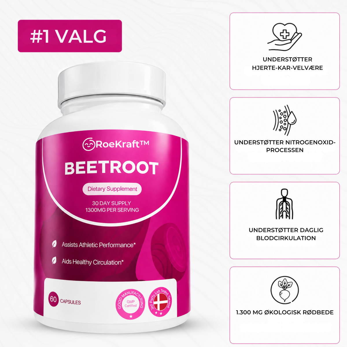 RoeKraft™ | Rødbedekapsler | Understøtter sund blodcirkulation, ledkomfort og vitalitet