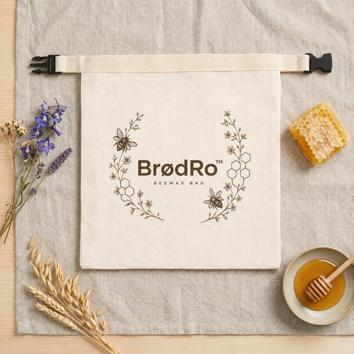 BrødRo™ - Økologisk bivoks-brødpose – 100 % bomuld