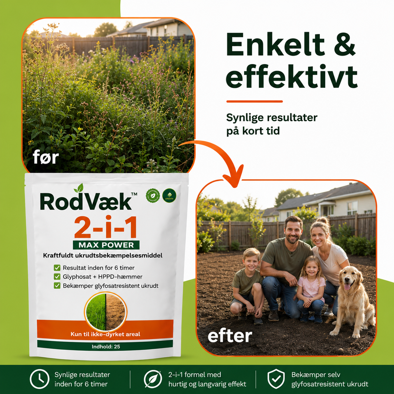 MEGA TILBUD  / RodVæk™ 2-i-1 Max Power | Se ukrudtet visne allerede inden for 6 timer!