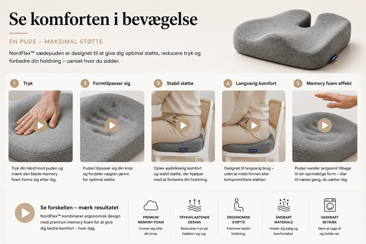 NordFlex™ Ergonomisk Sædepude Komfort der støtter dig hele dagen