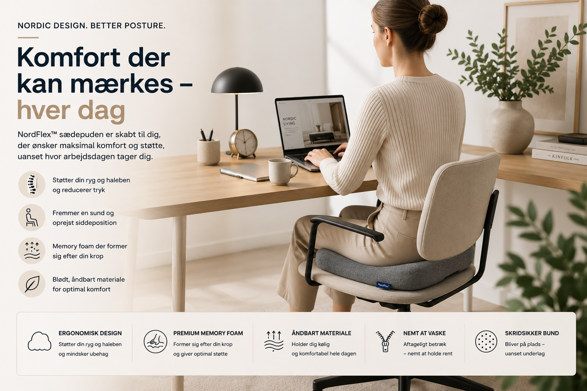 NordFlex™ Ergonomisk Sædepude Komfort der støtter dig hele dagen
