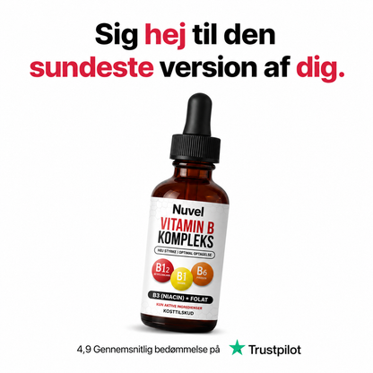 Nuvel Vitamin B-Kompleks Dråber, B12, B6, B3 & Folat i praktiske dråber