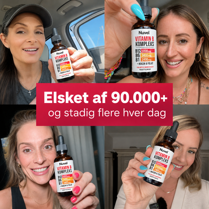Nuvel Vitamin B-Kompleks Dråber, B12, B6, B3 & Folat i praktiske dråber